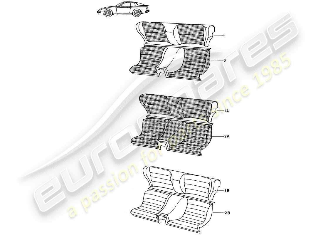 a part diagram from the porsche 1986 (seats for 944/968/911/928) parts catalogue