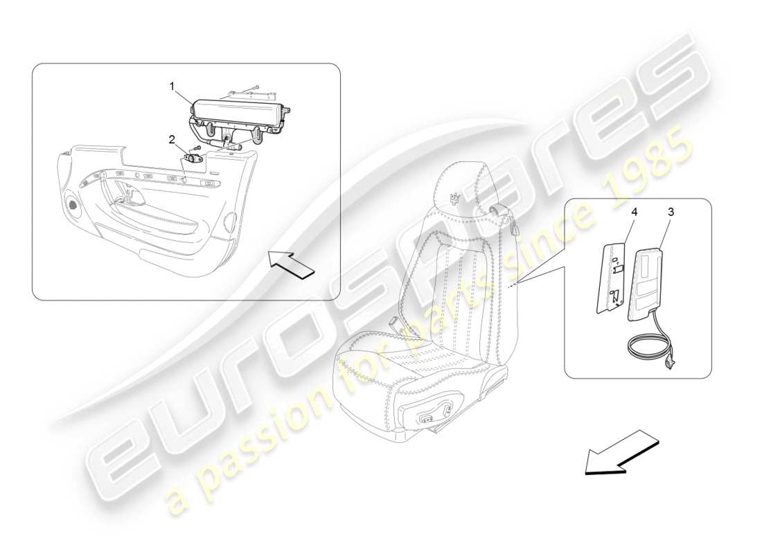 maserati granturismo (2008) front side bag system part diagram