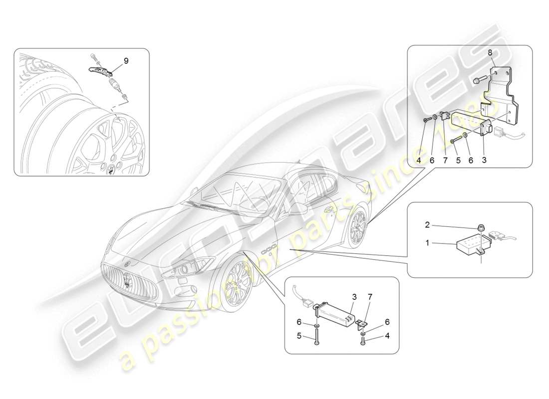 maserati granturismo (2008) tyre pressure monitoring system part diagram