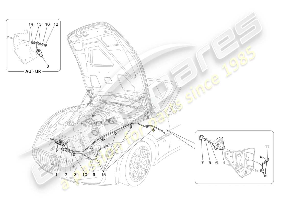 maserati granturismo (2010) front lid opening button parts diagram