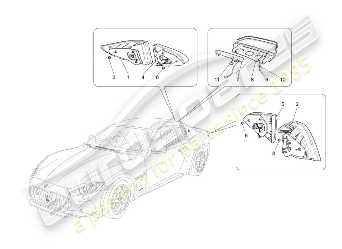 maserati granturismo s (2020) taillight clusters part diagram