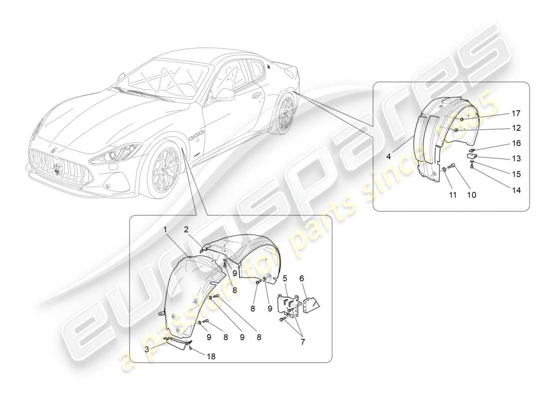 maserati granturismo s (2018) wheelhouse and lids parts diagram