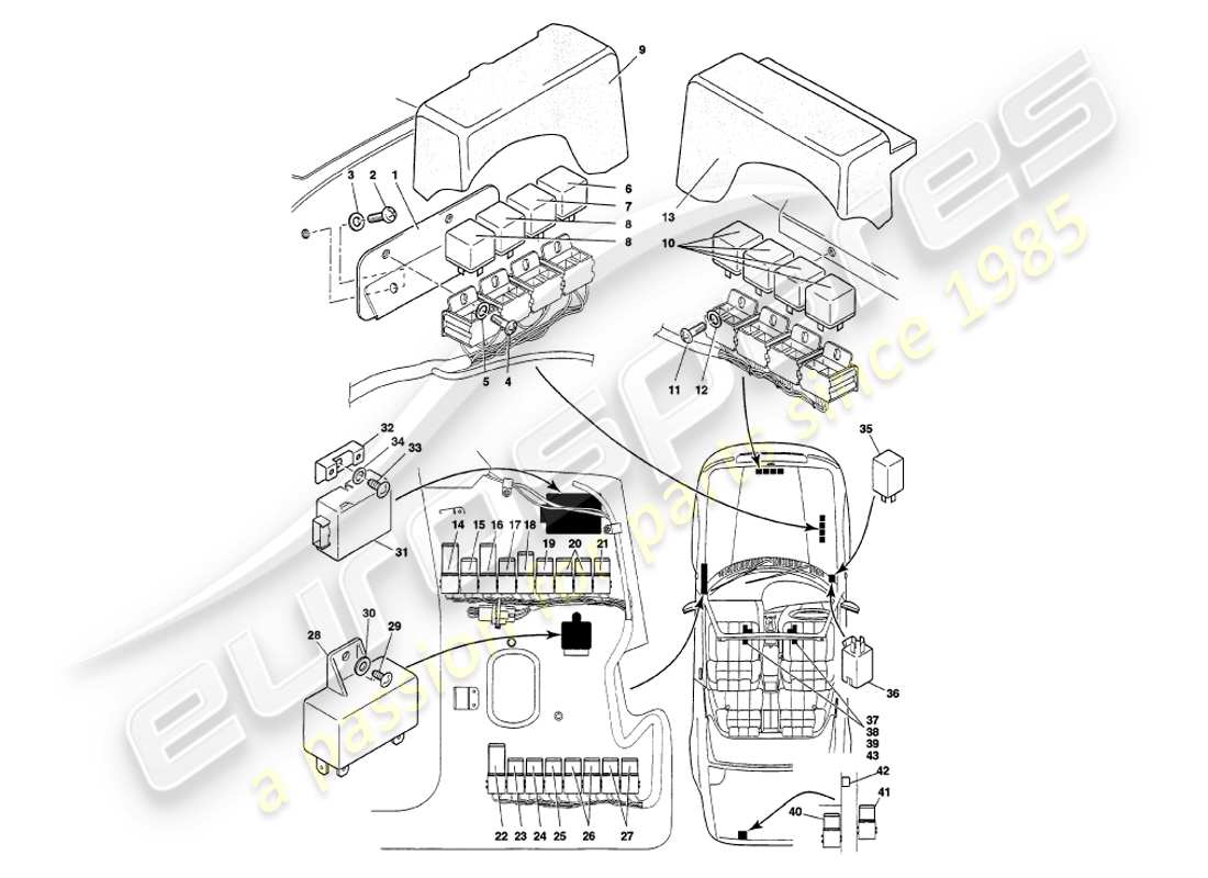 aston martin v8 volante (1999) relays, vin 89027 on part diagram