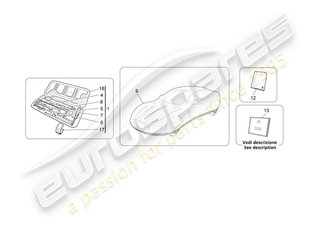 maserati granturismo s (2018) standard provided parts diagram