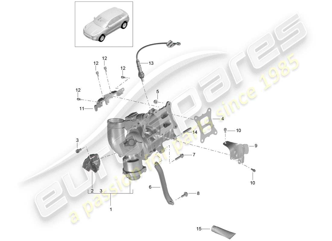 porsche 2018 (macan) exhaust gas turbocharger part diagram