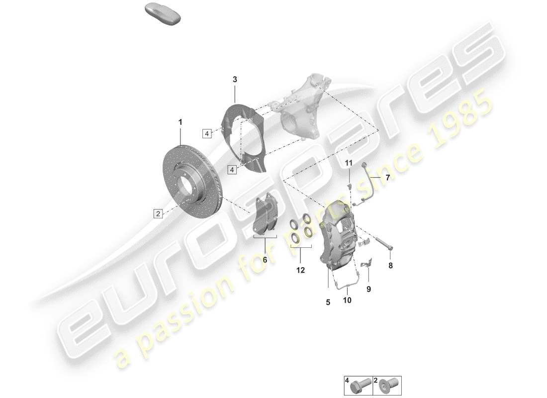 porsche 2020 (992-1) disc brakes parts diagram