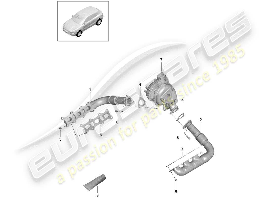 porsche 2018 (macan) exhaust system part diagram