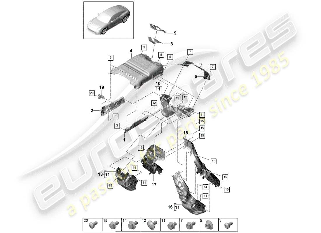 porsche 2020 (panamera 971-1) exhaust system part diagram