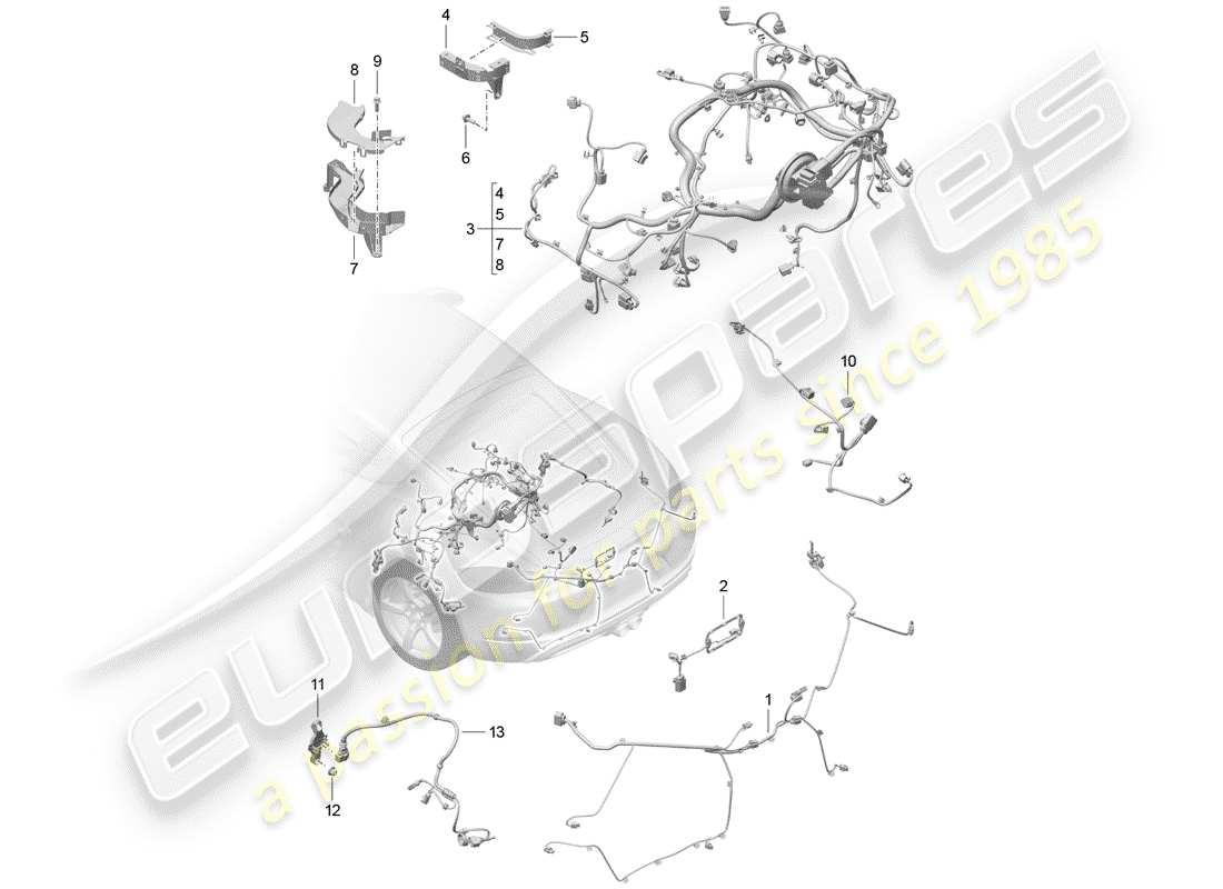 porsche 2019 (718 cayman) wiring harnesses part diagram