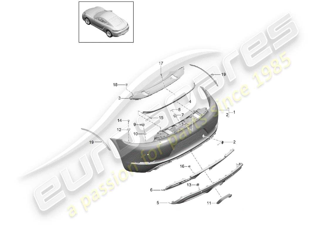porsche 2019 (718 cayman) bumper part diagram