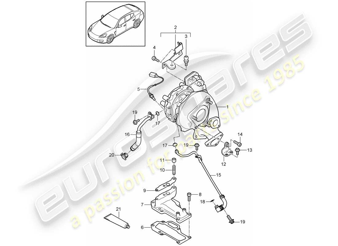 porsche 2016 (panamera 970) exhaust gas turbocharger part diagram