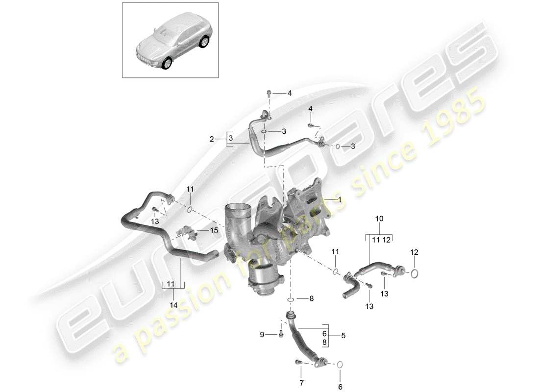 porsche 2015 (macan) oil pressure line part diagram