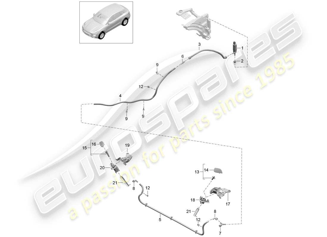 porsche 2014 (macan) headlight washer system part diagram