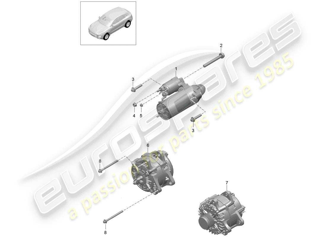 porsche 2014 (macan) starter part diagram