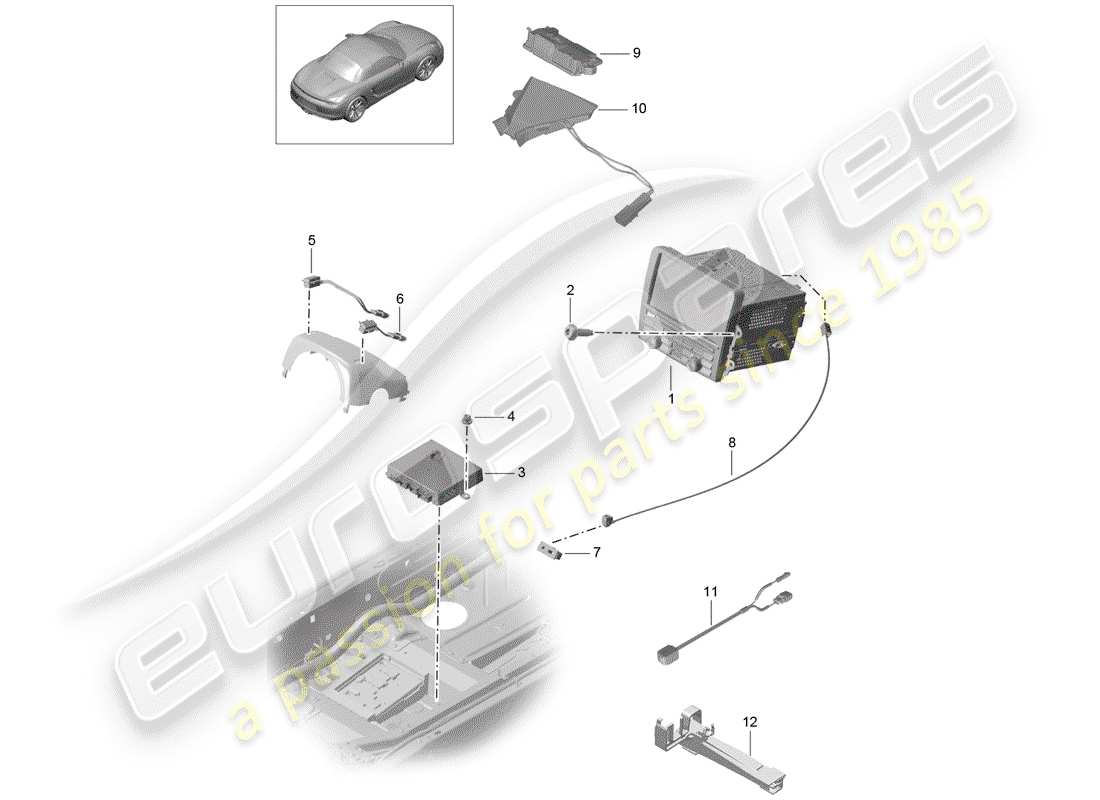 porsche 2012 (981 boxster) operating unit parts diagram