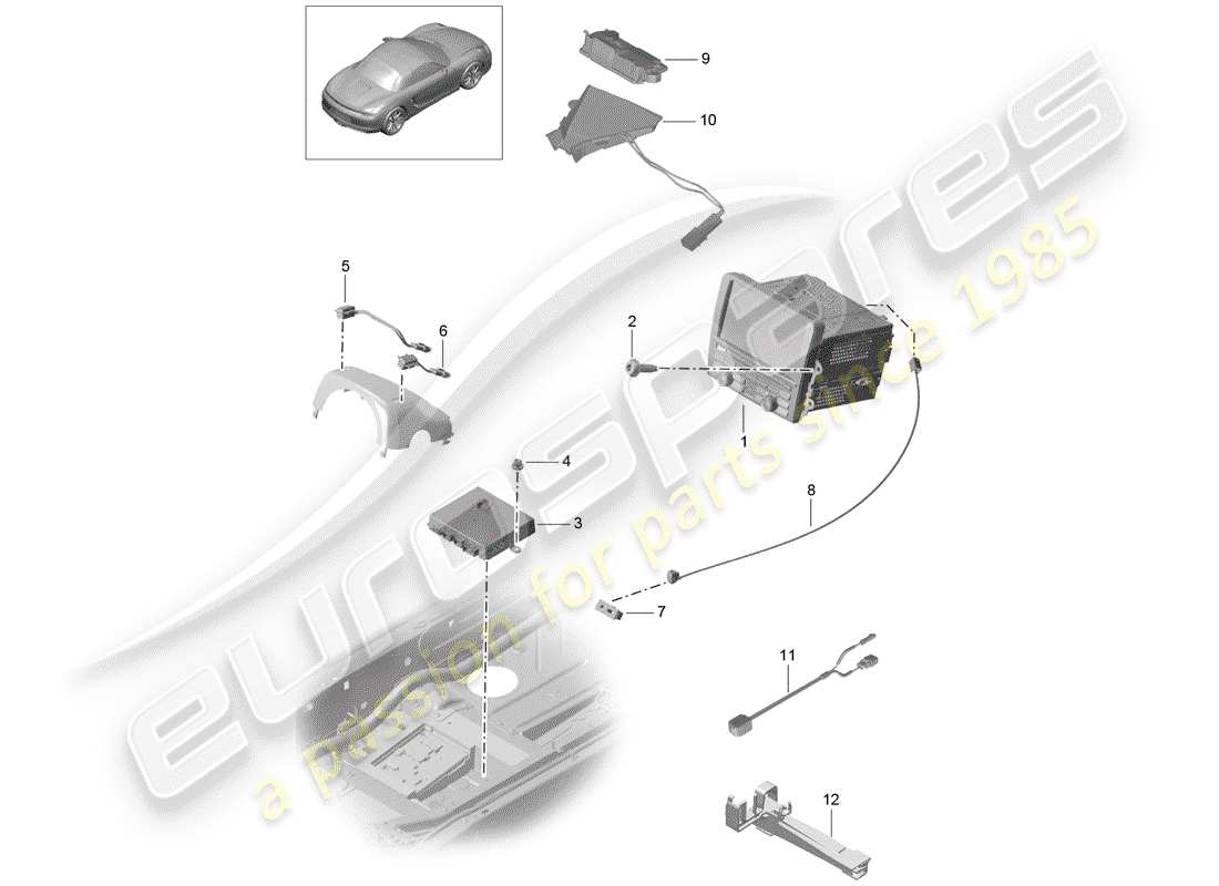 porsche boxster 981 (2012) operating unit part diagram