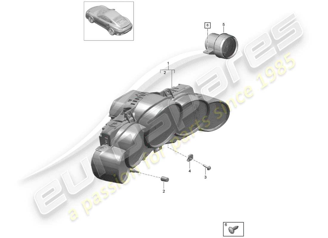 porsche 2014 (991-1 turbo) instrument cluster part diagram