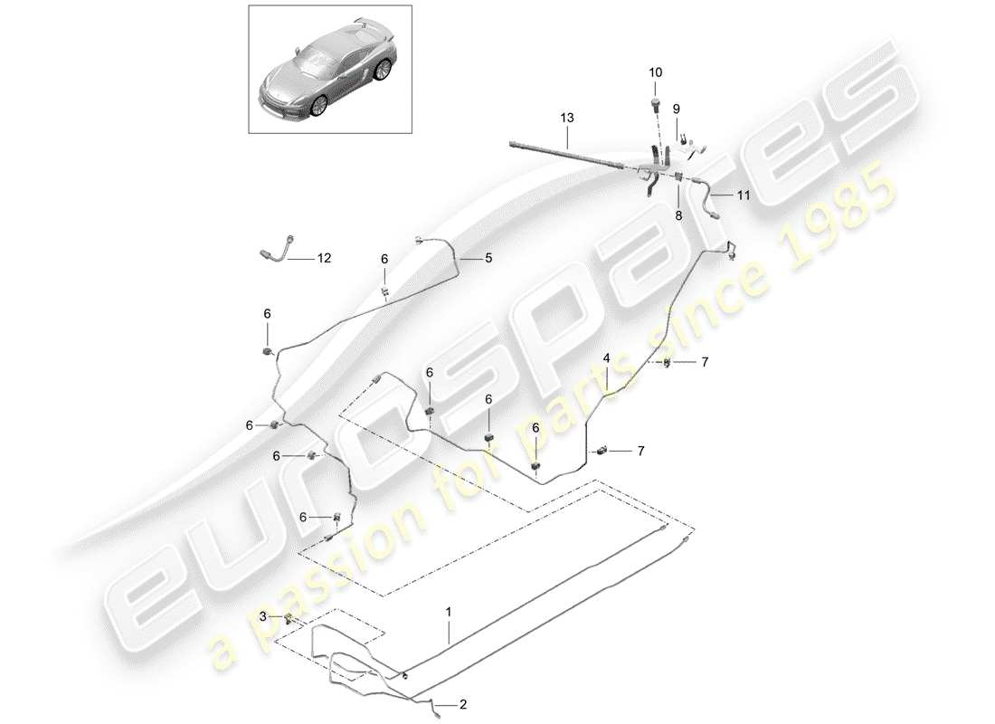 porsche 2016 (981 cayman gt4) brake lines part diagram