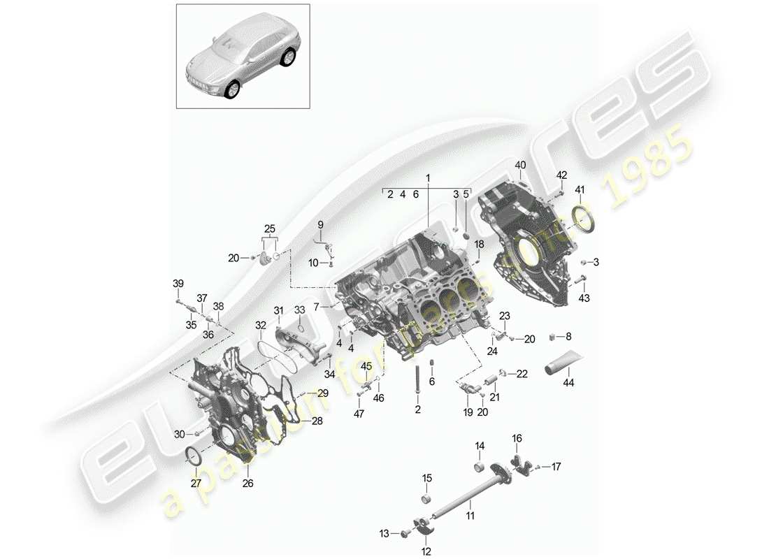 porsche 2018 (macan) crankcase part diagram