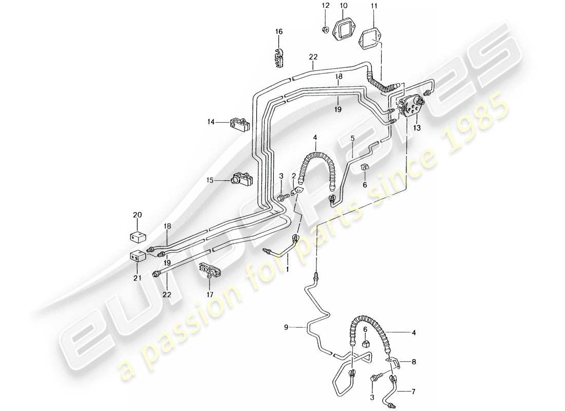 porsche 2004 (996) brake line - front axle - underbody - vacuum line part diagram