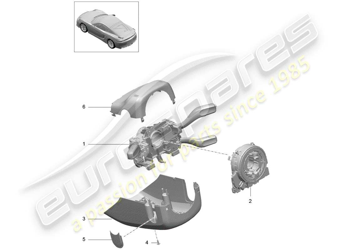 porsche cayman gt4 (2016) steering column switch parts diagram