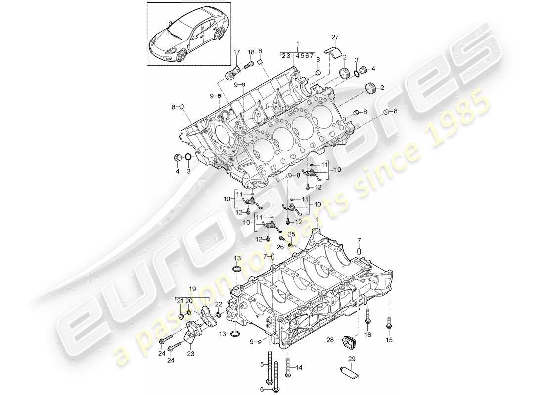 porsche 2010 (panamera 970) crankcase part diagram