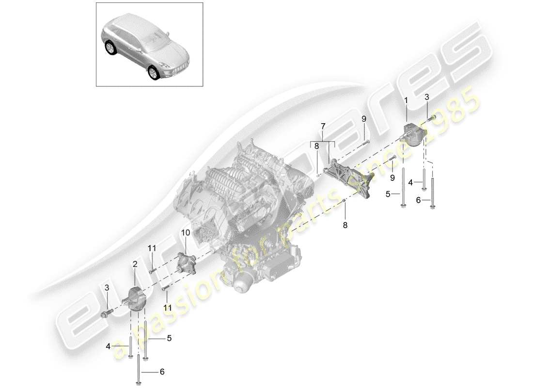 porsche 2016 (macan) engine lifting tackle part diagram