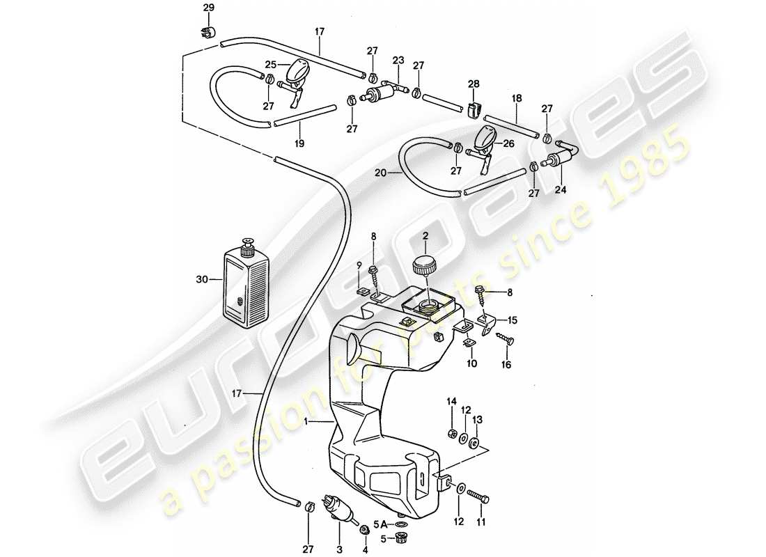 porsche 1990 (944) windshield washer unit part diagram