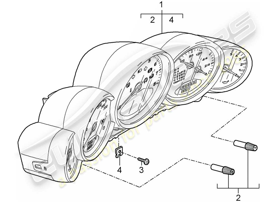 porsche 2008 (997-1 turbo / gt2) instruments part diagram
