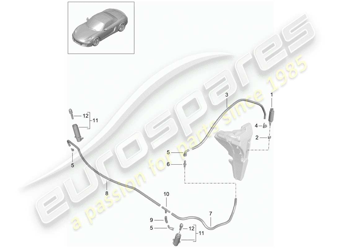 porsche 2012 (981 boxster) headlight washer system parts diagram