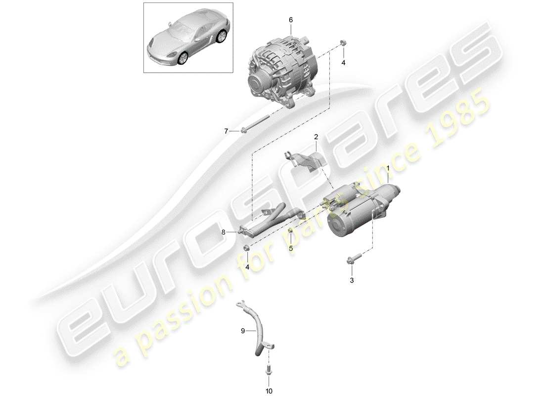 porsche 2019 (718 cayman) starter part diagram