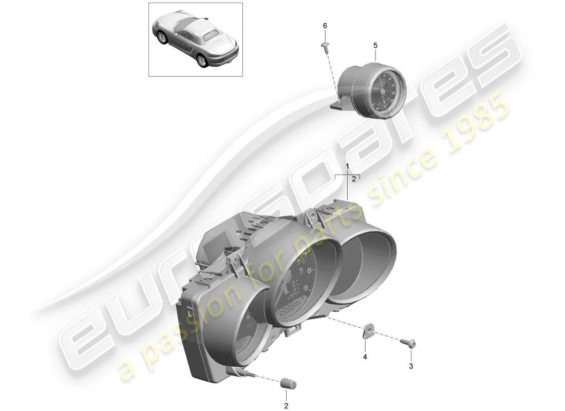 porsche 2017 (718 boxster) instrument cluster part diagram