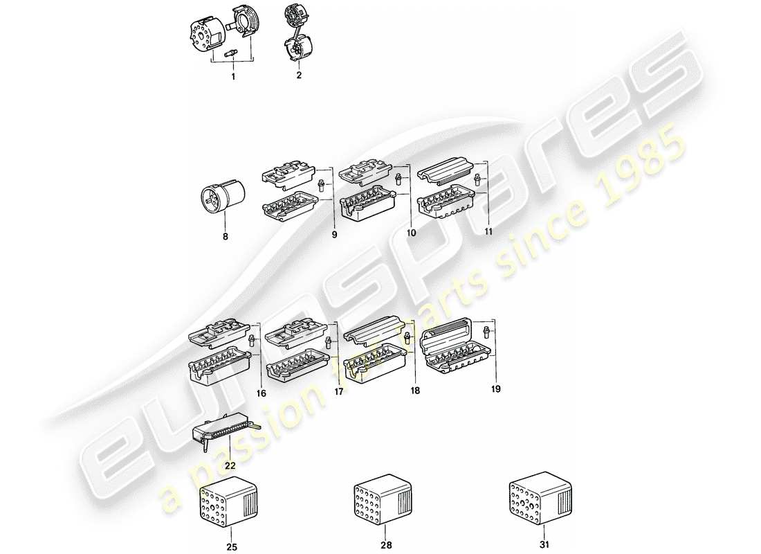 porsche 1988 (944) connector housing parts diagram