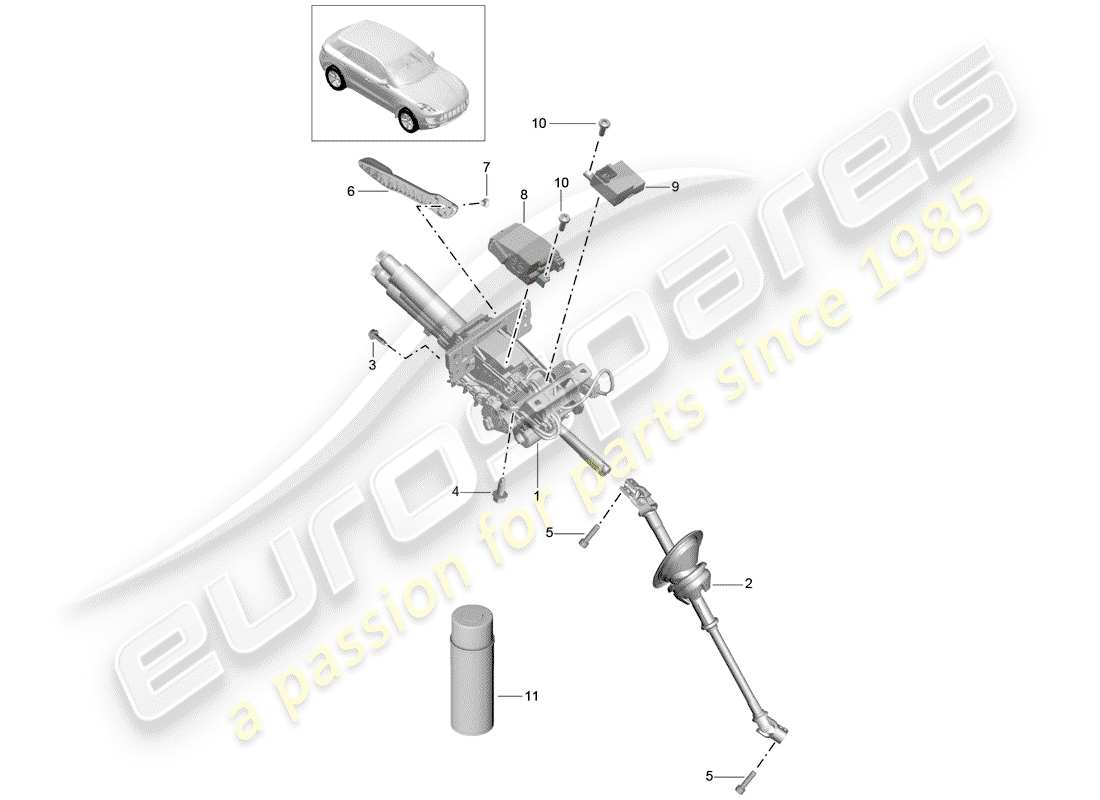 porsche 2016 (macan) steering column part diagram