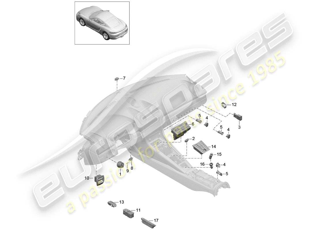 porsche 2018 (718 cayman) switch part diagram