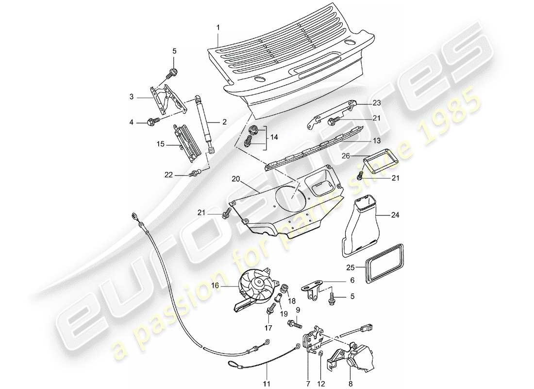 porsche 2001 (996 turbo / gt2) cover part diagram