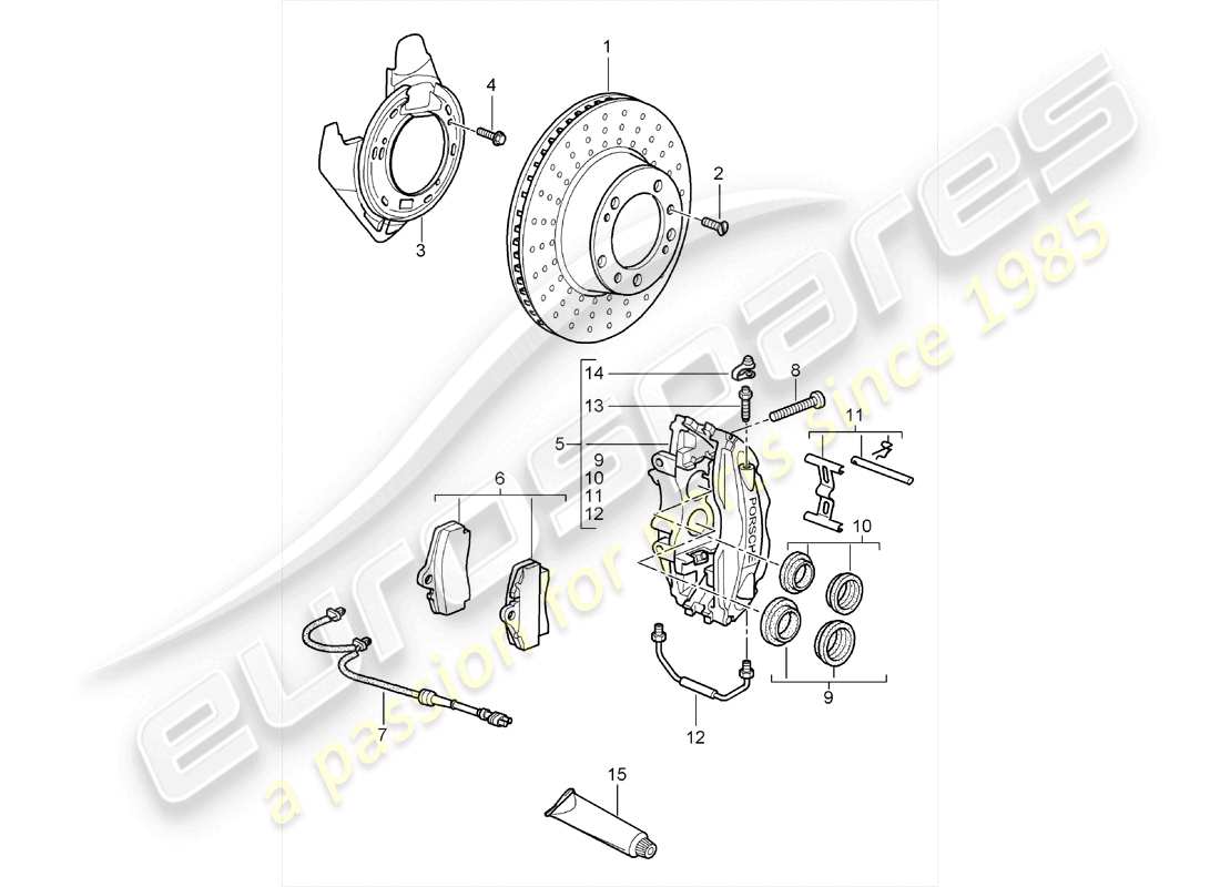 porsche 2008 (987 cayman) disc brakes part diagram