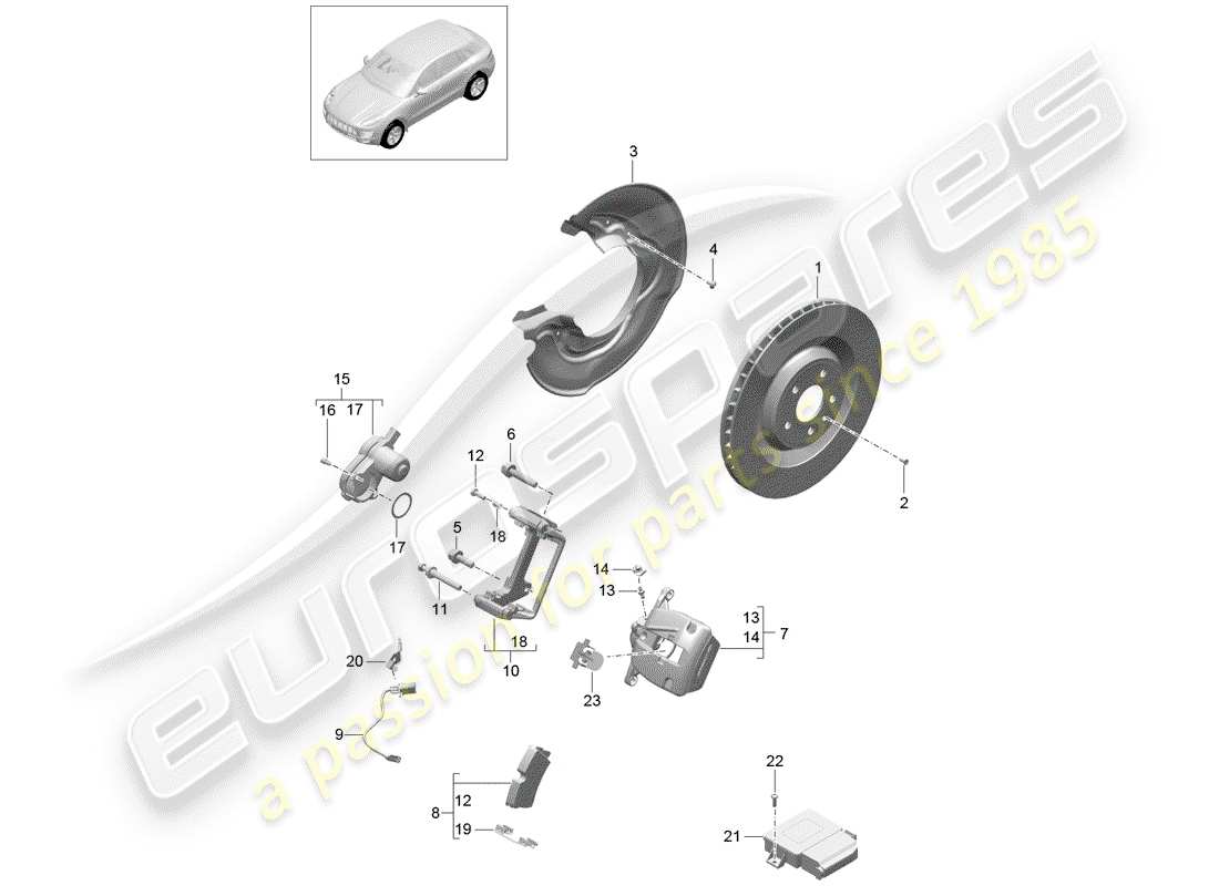 porsche macan (2018) disc brakes part diagram