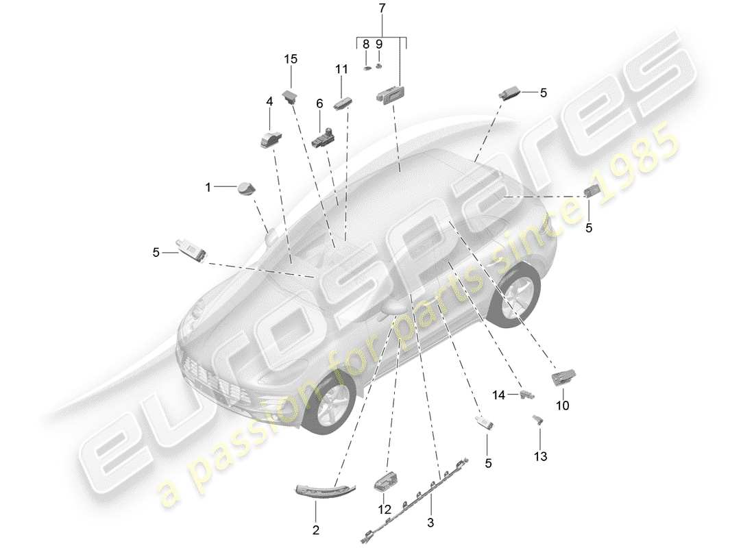porsche 2016 (macan) interior light part diagram