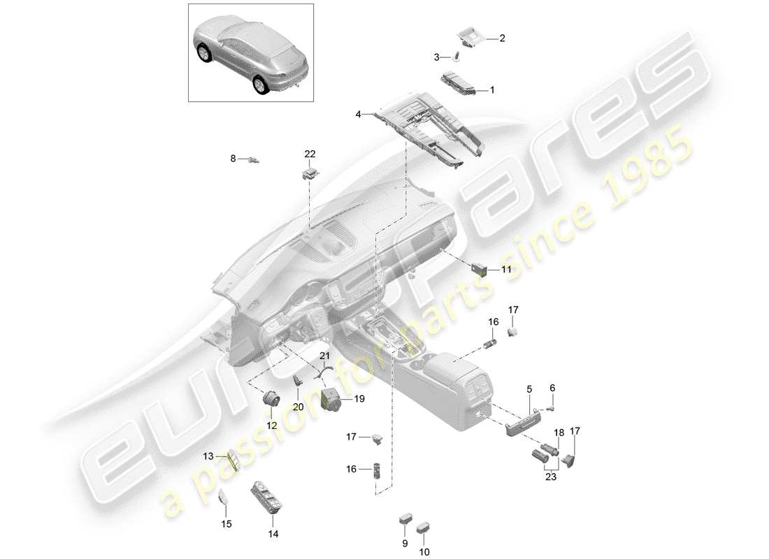 porsche macan (2017) switch part diagram