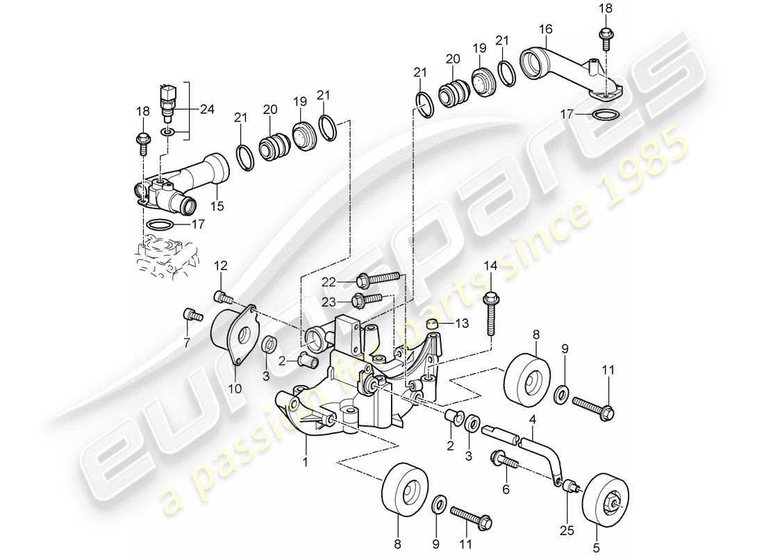 porsche 2008 (997-1 gt3) belt tensioner part diagram