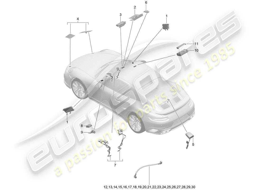porsche 2019 (991-2 turbo) antenna part diagram
