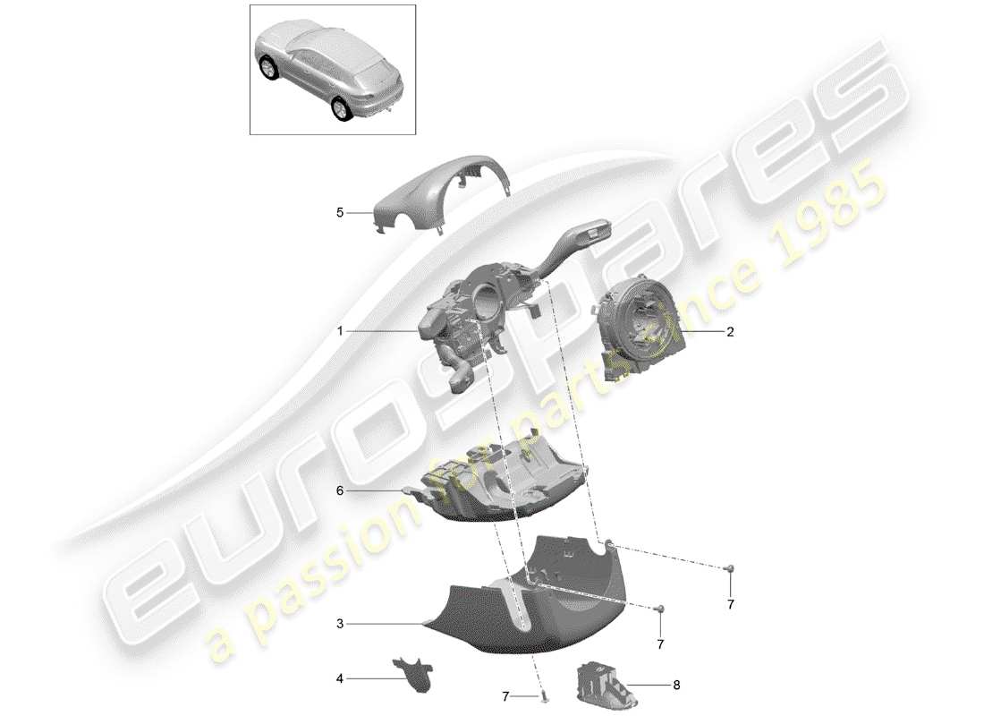 porsche 2015 (macan) steering column switch part diagram
