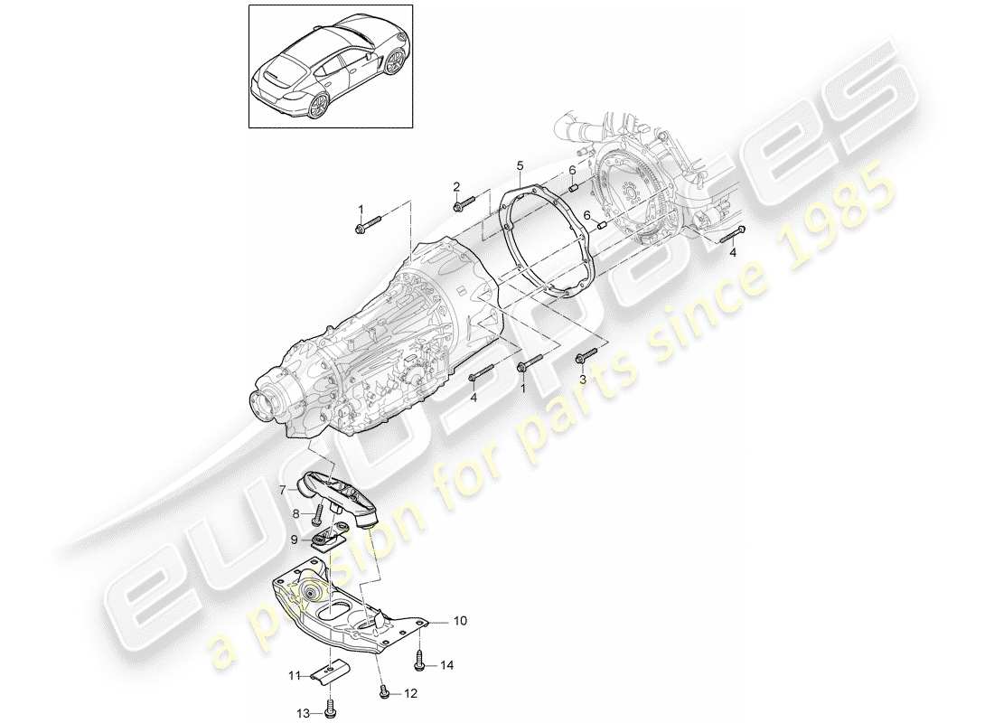 porsche 2010 (panamera 970) mounting parts for engine and part diagram