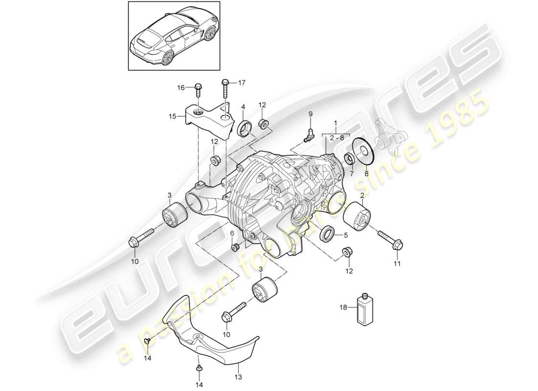 porsche 2010 (cayenne e1 9pa) rear axle differential parts diagram