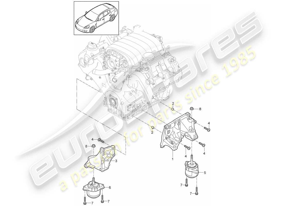 porsche panamera 970 (2012) engine suspension part diagram