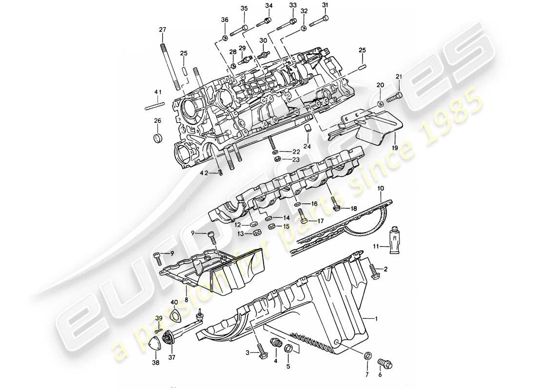 porsche 968 (1995) crankcase - fasteners parts diagram