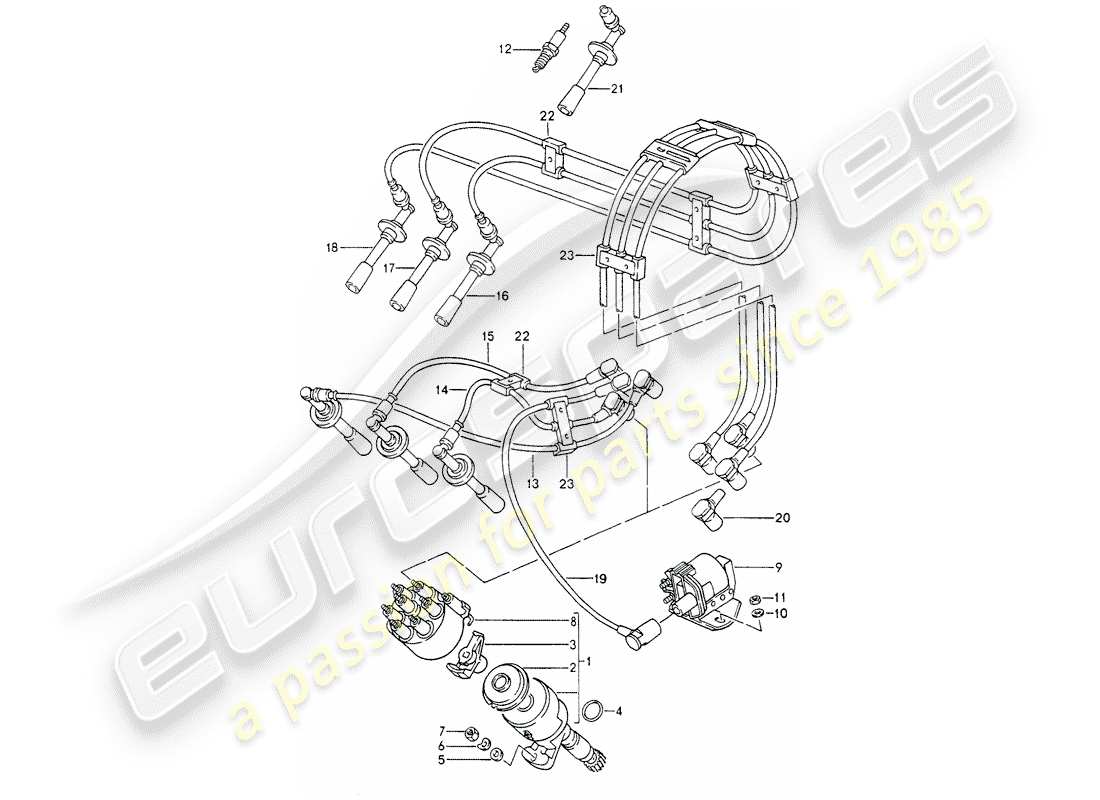 porsche 1990 (964) engine electrics 1 part diagram