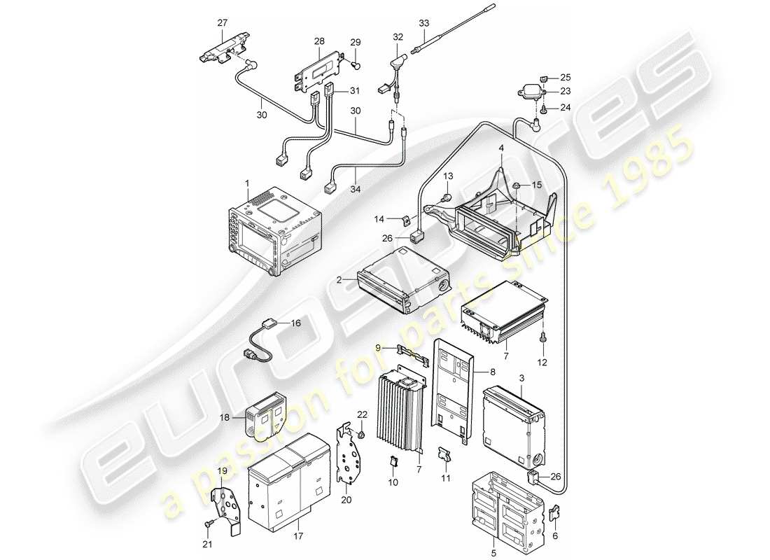 porsche 2005 (997-1) radio unit part diagram
