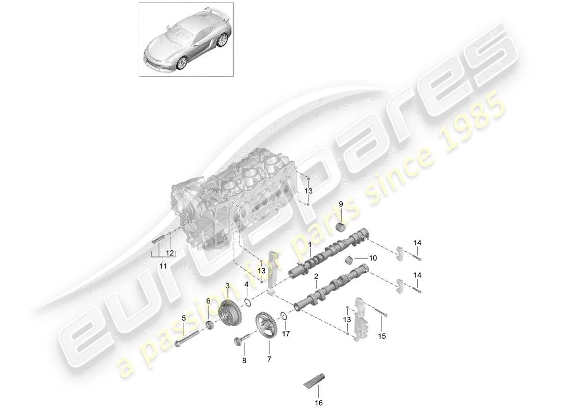 porsche cayman gt4 (2016) camshaft parts diagram